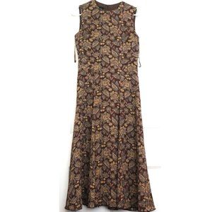 Reformation Style Vintage Silk Midi Floral Dress 90's Sporty Minimalist Preppy